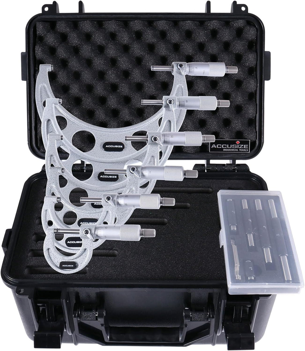 Accusize Outside Micrometer Set, 0-6in x 0.0001in, 6Pc, EG00-0906