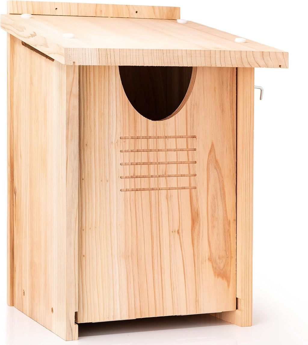 Large Cedar Owl House - Premium and Weatherproof Design - 16" x 12" x 11" - A Nesting Box for Screech Owls, Boreal