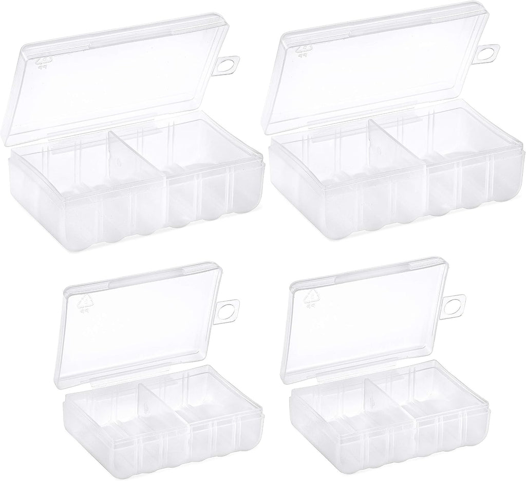 Set of 4 - Two AA and Two AAA Battery Storage Box, Battery Storage Case, Battery Holder Clear