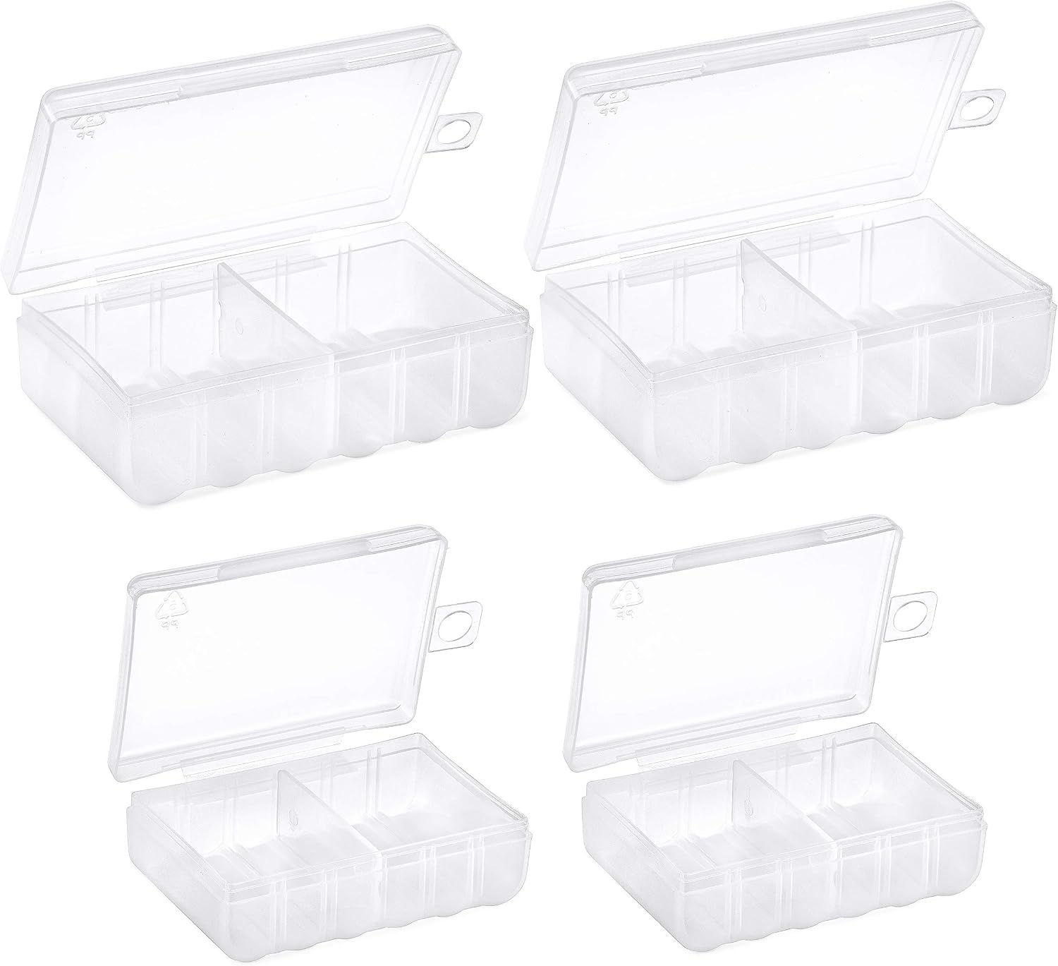 Set of 4 - Two AA and Two AAA Battery Storage Box, Battery Storage Case, Battery Holder Clear