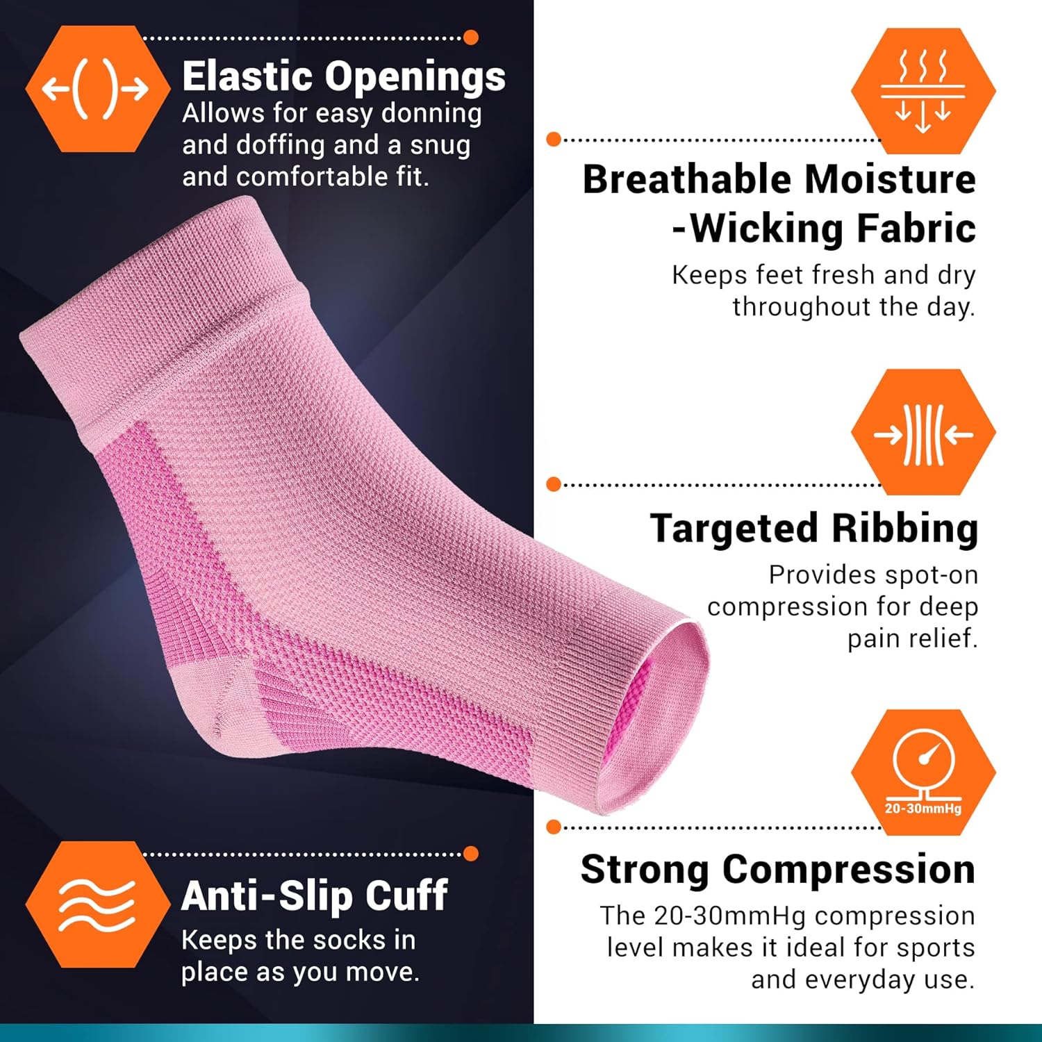 Ankle Brace Socks - Ankle Compression Sleeve - Foot Brace for Women & Men