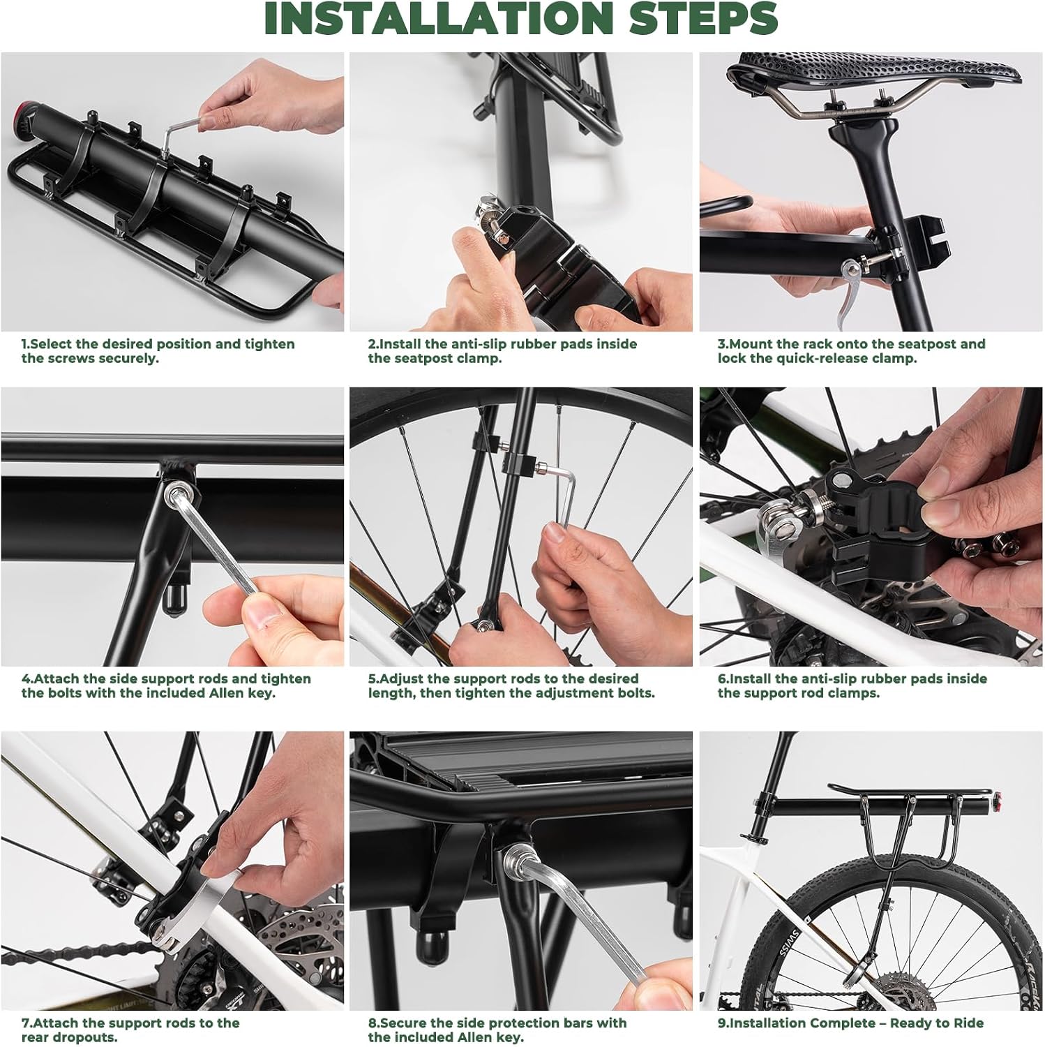 Rear Bike Rack Quick Release Bike Cargo Rack for Luggage Commuting | Easy to install,heavy duty steel,red