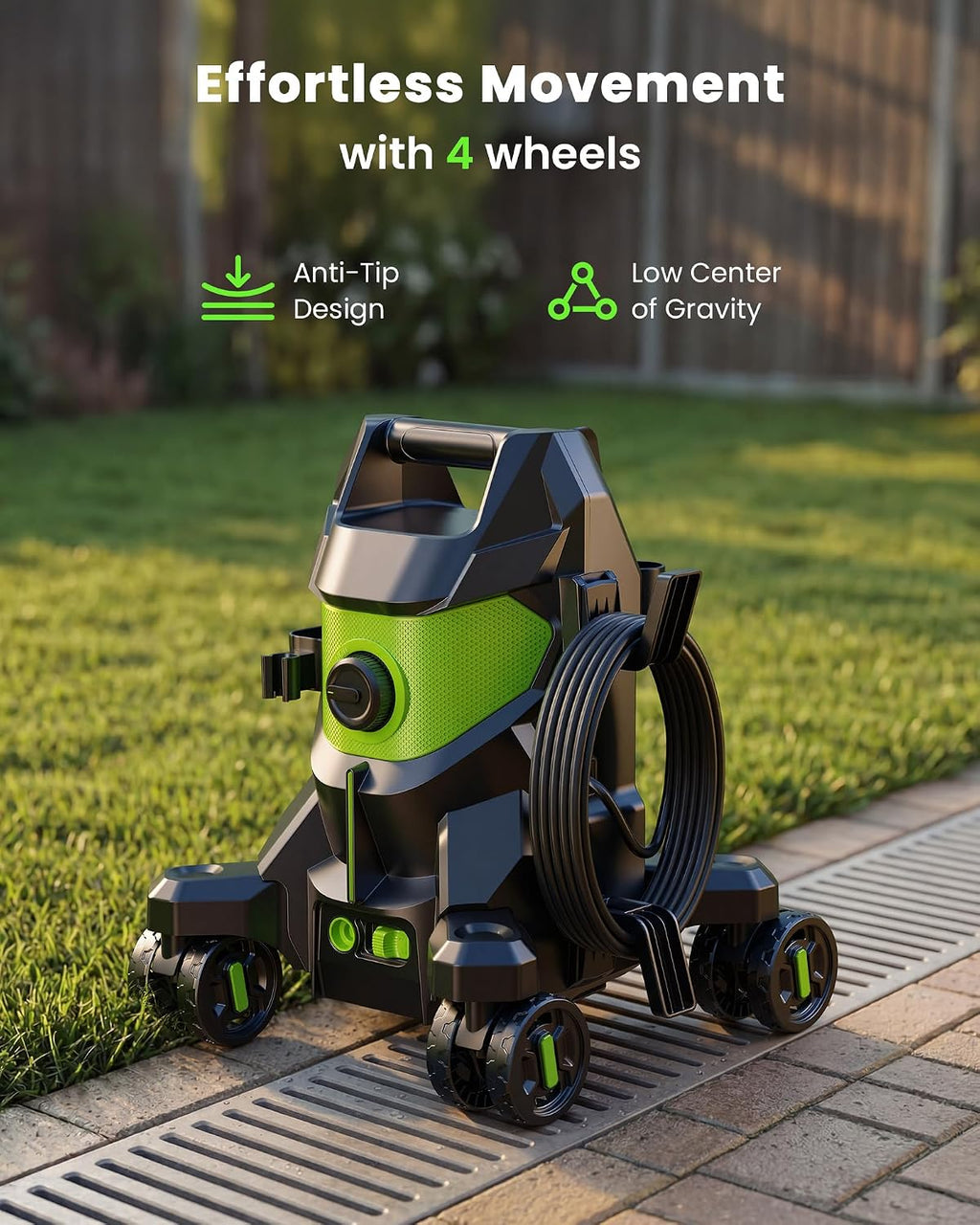 Pressure Washer, KVAOK Power Washers Foam Cannon & 4-Wheel Compact Cleaner | 5000PSI, 3.0GPM High Pressure Washers