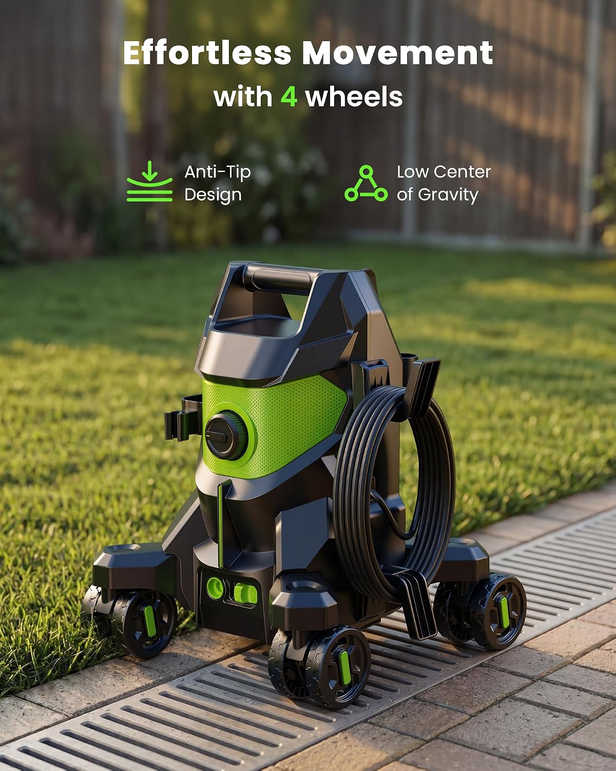 Pressure Washer, KVAOK Power Washers Foam Cannon & 4-Wheel Compact Cleaner | 5000PSI, 3.0GPM High Pressure Washers