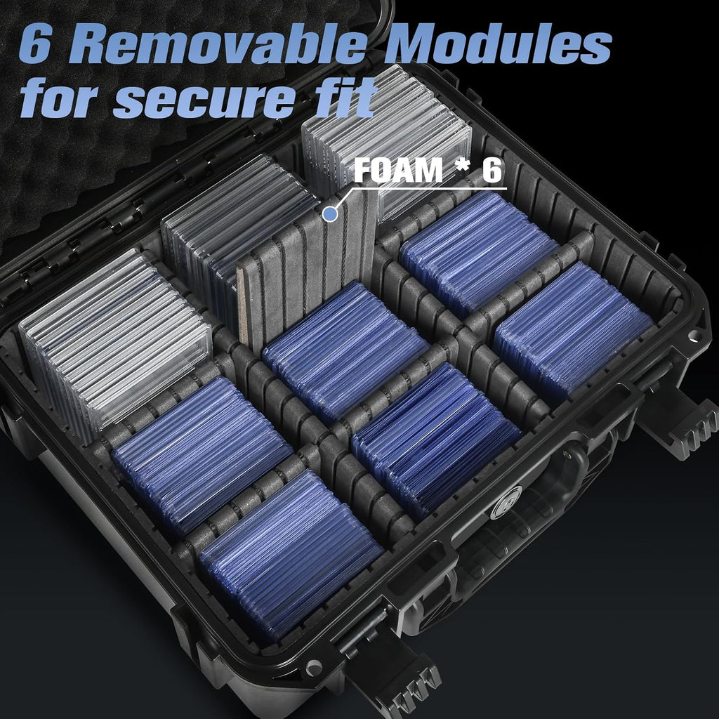 Graded Card Case Storage Box: Fits Toploader Trading Sport Maggnetic Cards | Waterproof with Adjustable 6 Foam