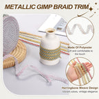 Metallic Gimp Braid Trim 1/2" Wide 9 Yards Water Pink-Silver