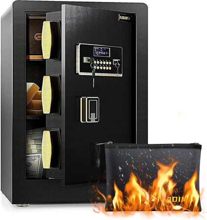 Safe Box, ADIMO 2.8 Cubic Ft Fireproof Safe Box, Weighted Cabinet Safe with Removable Shelf, Sensitive Alarm, Dual
