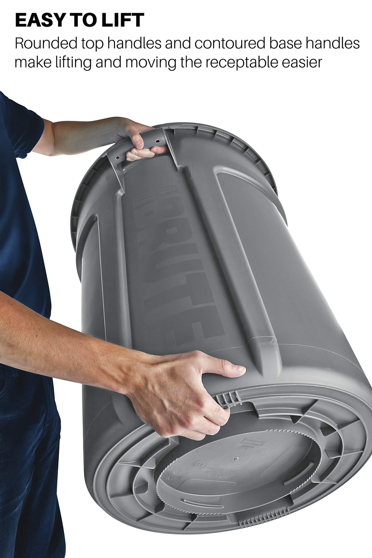 BRUTE Trash Can, Gray, 10-Gal, Pack of 6