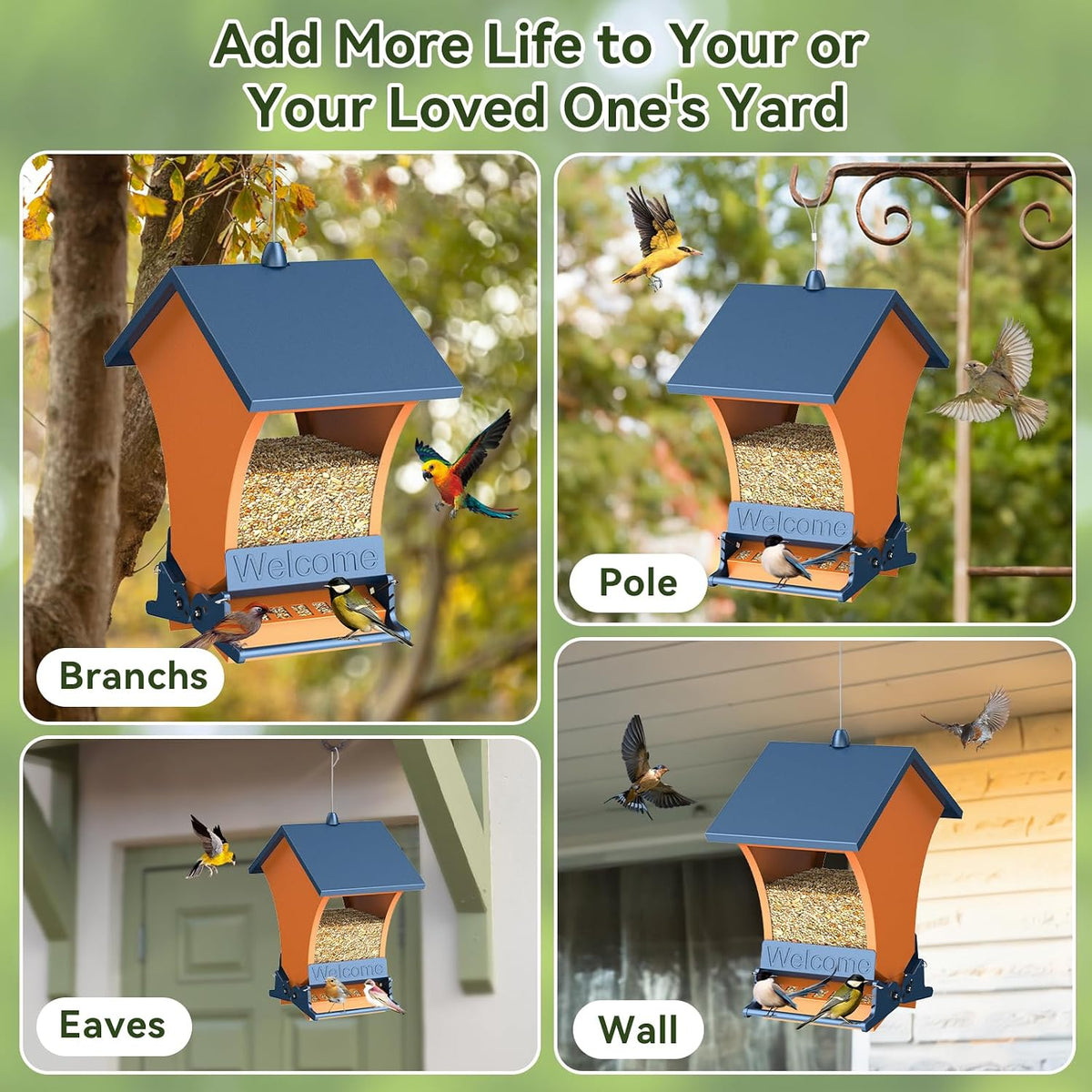 Squirrel Proof Bird Feeders for Outdoors, 5LB Metal Hanging Feeders, Large Wild Feeders for Cardinals, Chickadees