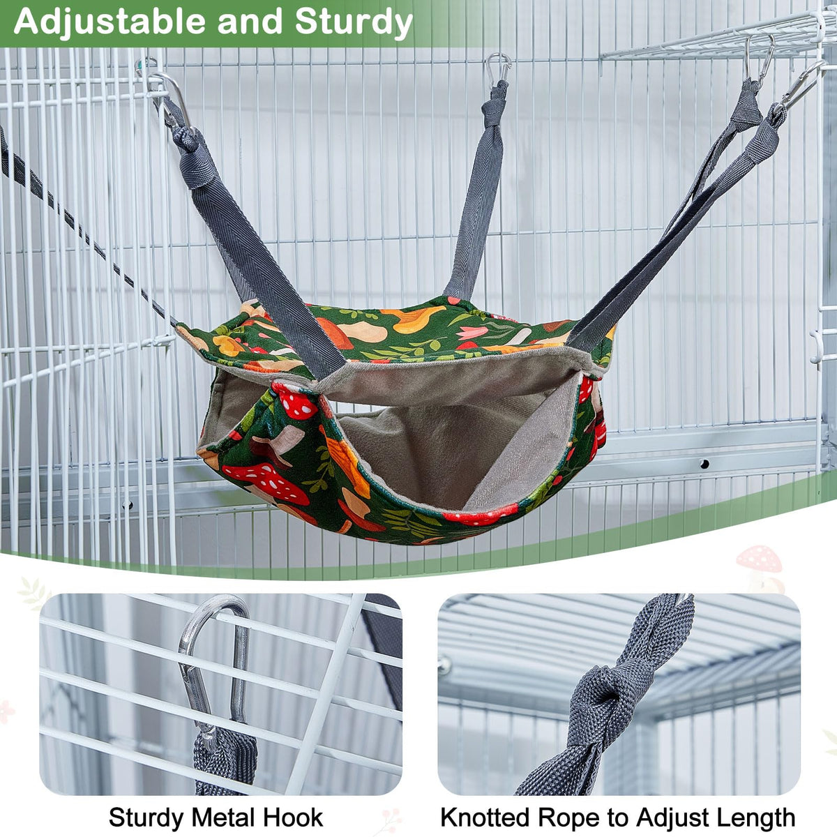 4 Pack Cozy Ferret Hammock, Soft Washable Cage Bed for Small Animals