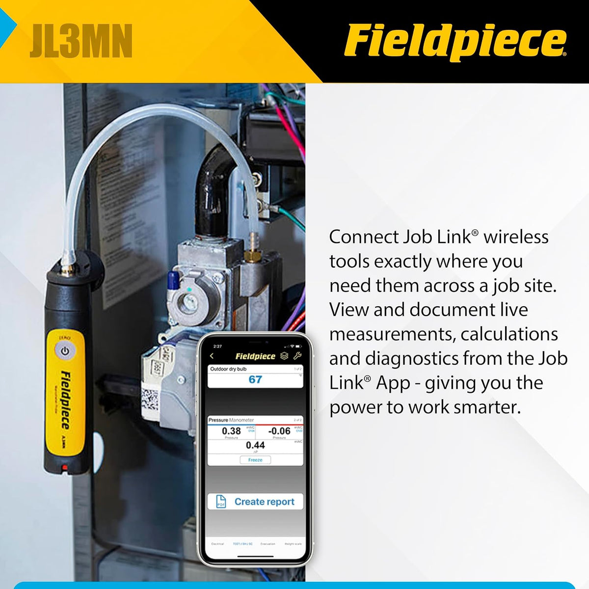 Fieldpiece JL3MN Job Link Wireless Single Port Manometer