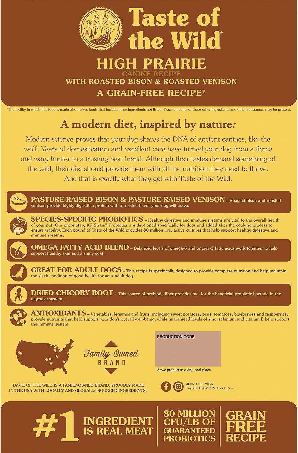 High Prairie Adult Dry Dog Food, Roasted Bison, 14lb