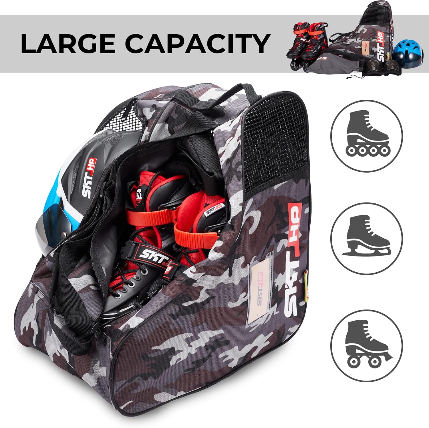 Roller Skate Bag with Adjustable Shoulder Strap for Kids and Adults to Hold Inline Skates and Knee Pads