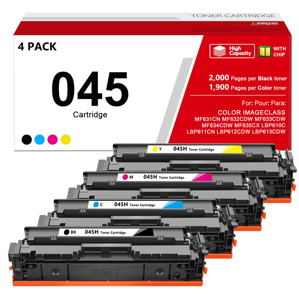 045 Toner Cartridges Compatible for Canon 045 CRG045 (4-Pack,BK/C/M/Y)