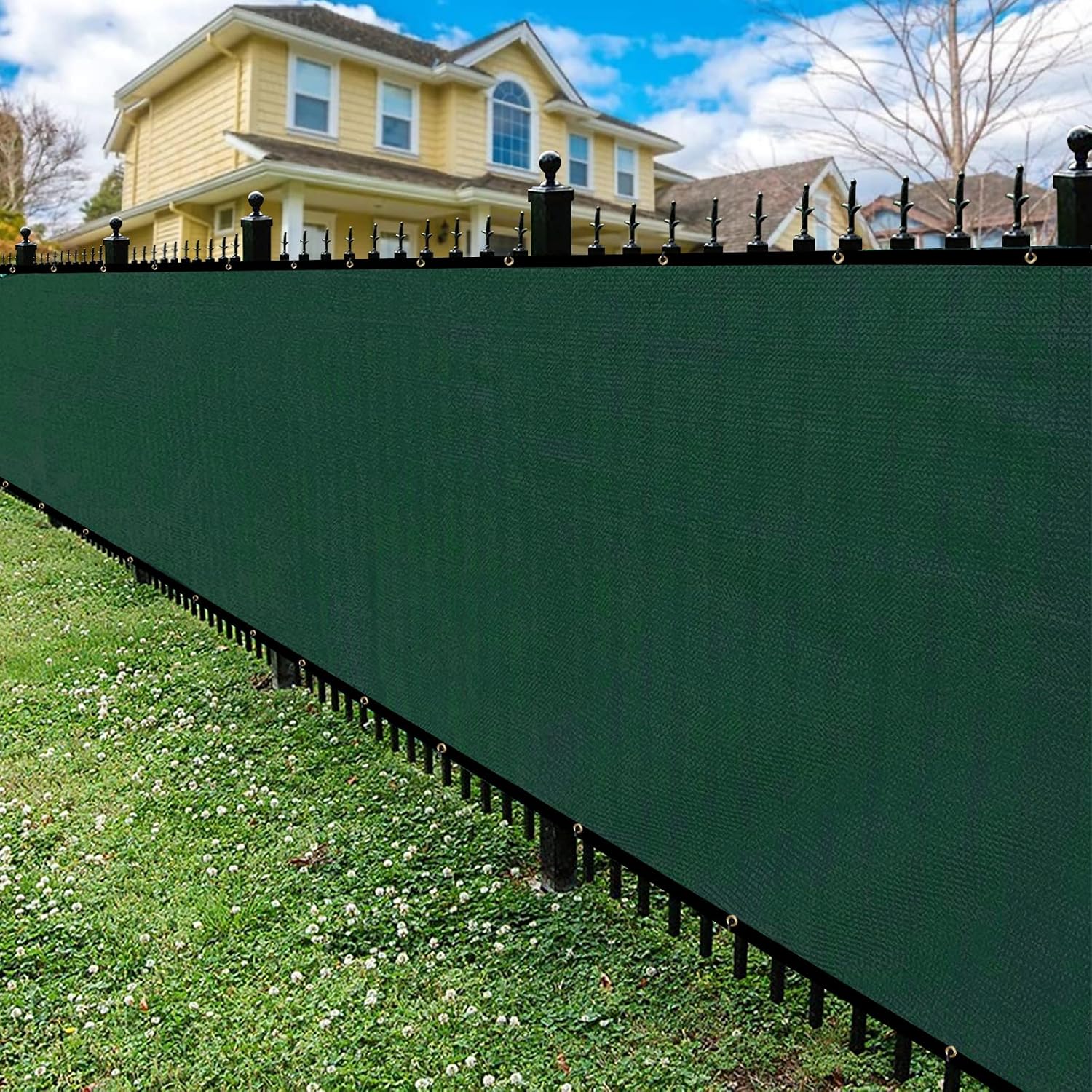 Privacy Fence Screen,with Gloves, 6X50FT Heavy Duty 220GSM 98% Blockage Privacy Screen Fence for Outdoor Wall Garden