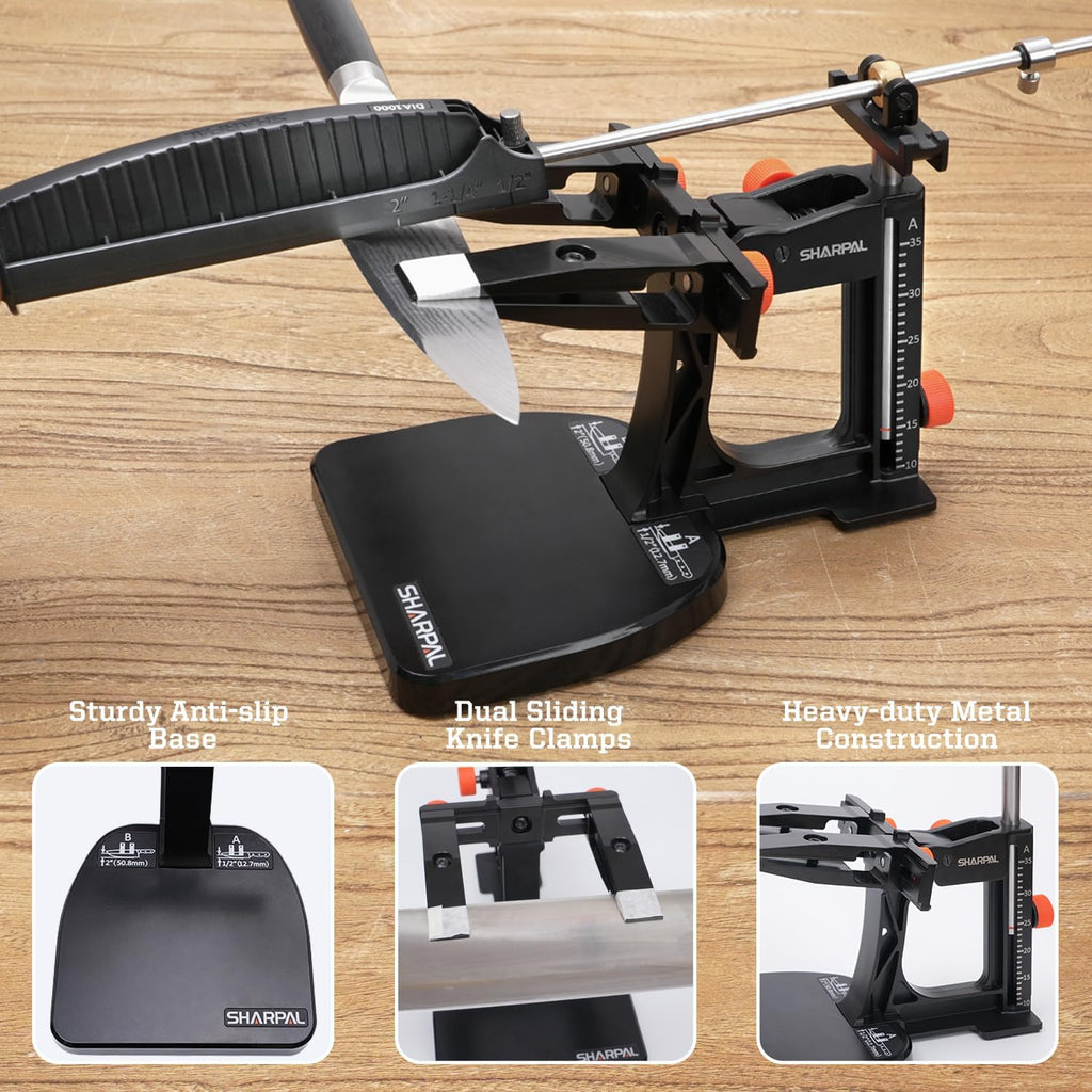 202H Precision Knife Sharpening System, Adjustable Angle 10–35° | Knife Sharpener Kit, 7 Abrasive Plates (Diamond