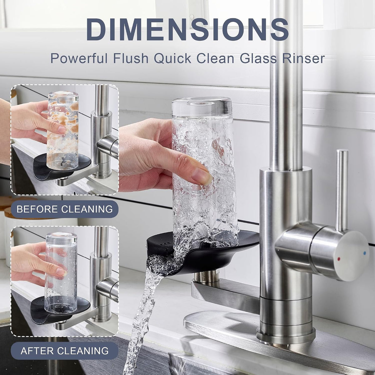 Pull Down Kitchen Faucet with Glass Rinser Single Handle Kitchen Sink Faucet with Pull Out Sprayer, Glass Rinser