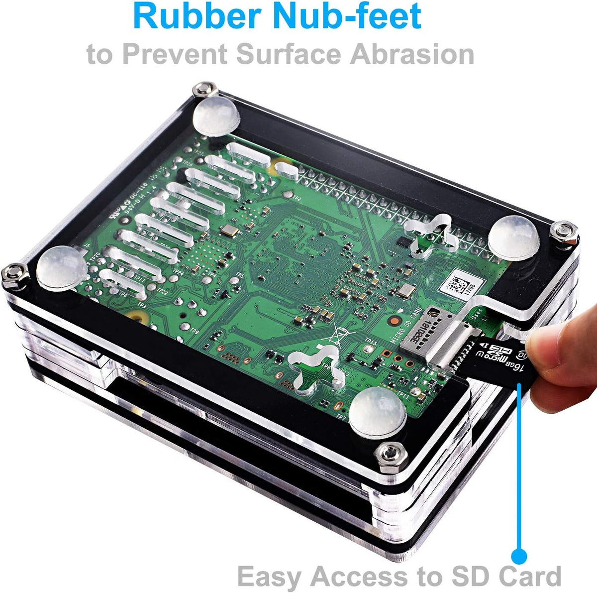 Miuzei Case for Raspberry Pi 4 with Fan, USB-C Power Supply 4 Pcs Heatsinks
