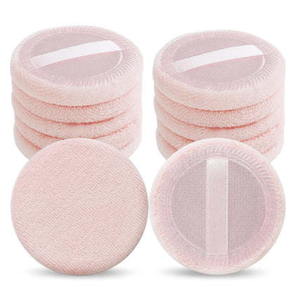 12PCS Make Up Puffs Pink Cotton Cosmetic Puff Round Powder Make Up Puff for Makeup Face Powder Velour Puffs for Loose