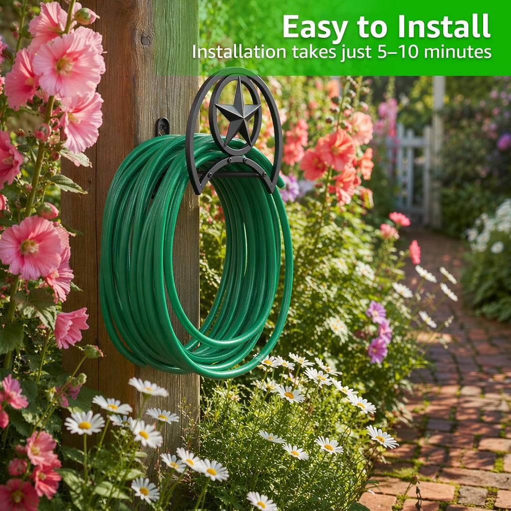 Garden Hose Holder, Decorative Hose Butler Sturdy Water Hose Rack, Durable Wall Hose Hanger, Holds 125-Feet of