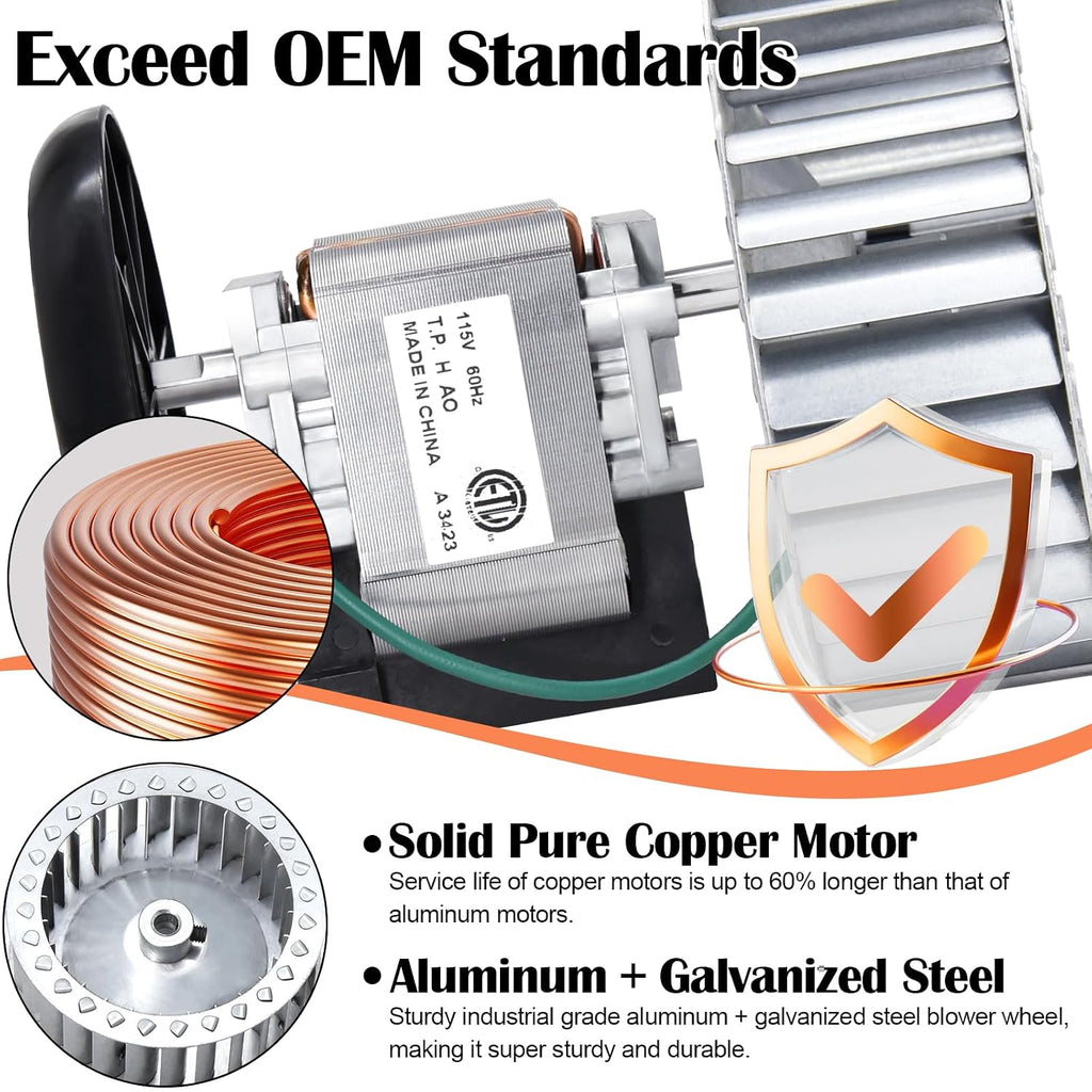 Hiorucet 318984-753 Inducer Motor Assembly with HC21ZE114A Furnace Motor and LA11AA005 Blower Wheel for Jakel, Carrier, Payne, Bryant Furnace, J238-150-1571, 310371-752, HC21ZE117, 65569, 318984753.