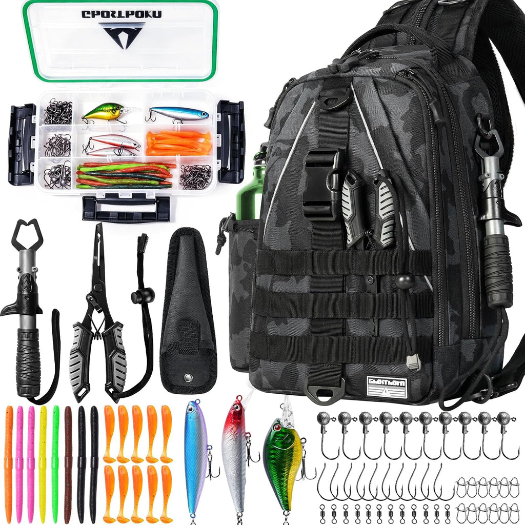 Fishing Tackle Backpack with Tackle Boxes Rod Holder Fishing Bag | Waterproof Fishing Tackle Bag with Lip Gripper