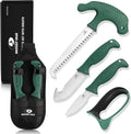 Field Dressing Kit, 4 Pcs Hunting Knife Set with Portable Sheath | Gut-Hook Skinner, Caping Knife, Wood/Bone Saw