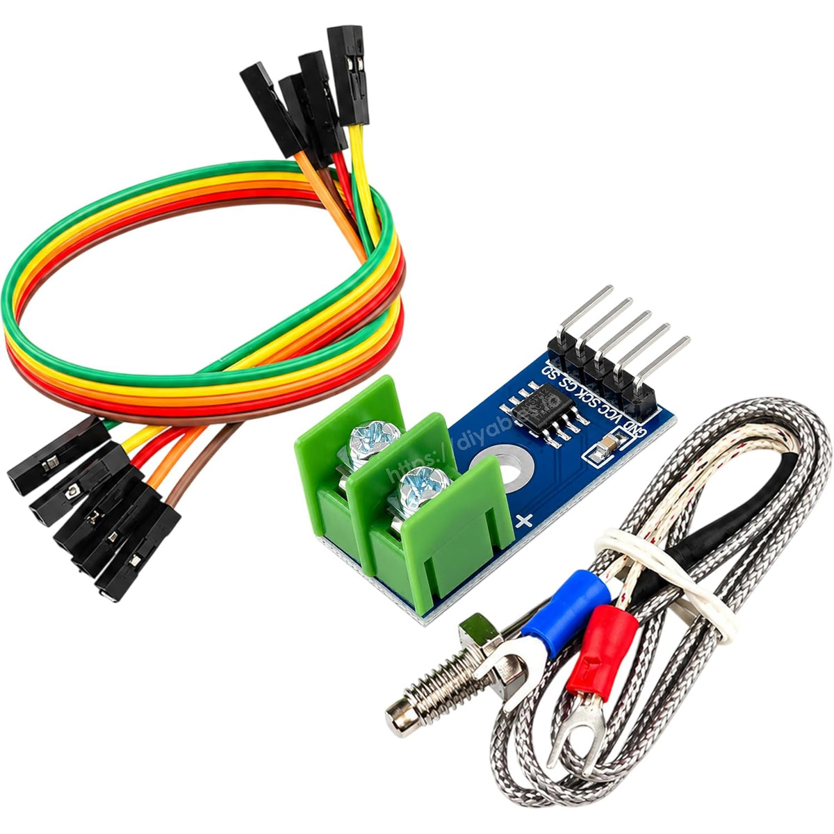 MAX6675 Thermocouple Module with K Type Thermocouple Temperature Sensor SPI Interface 3-5V for Arduino ESP32 Raspberry Pi, M6 Screw Set