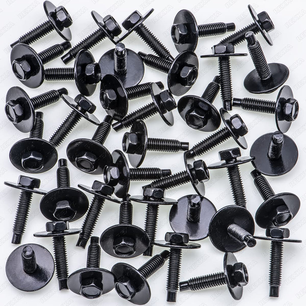 Rexka 40pcs M4.8 Hex Head Sems Body Bolt Screw for Bumper Fender Splash Shield Under Cover