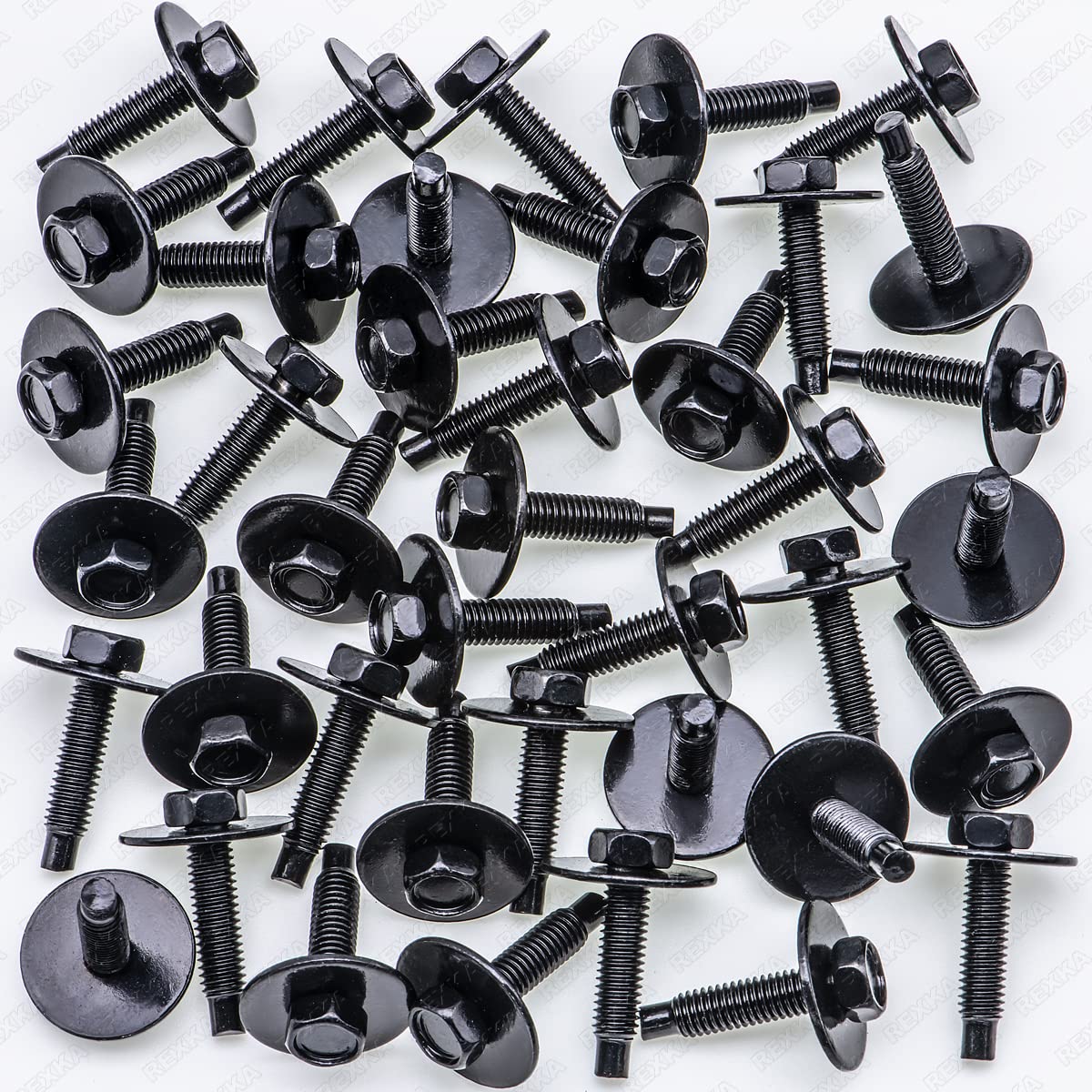 Rexka 40pcs M4.8 Hex Head Sems Body Bolt Screw for Bumper Fender Splash Shield Under Cover