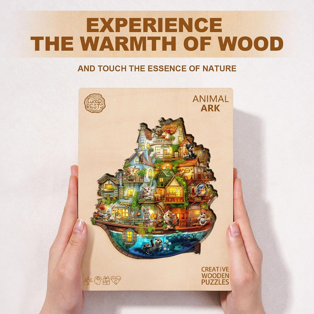 Wooden Puzzles for Adults (95 Piece, S, 8.5 * 7.8in) Animal Ark Wood Puzzle Adult, Unique Wooden Animal Jigsaw
