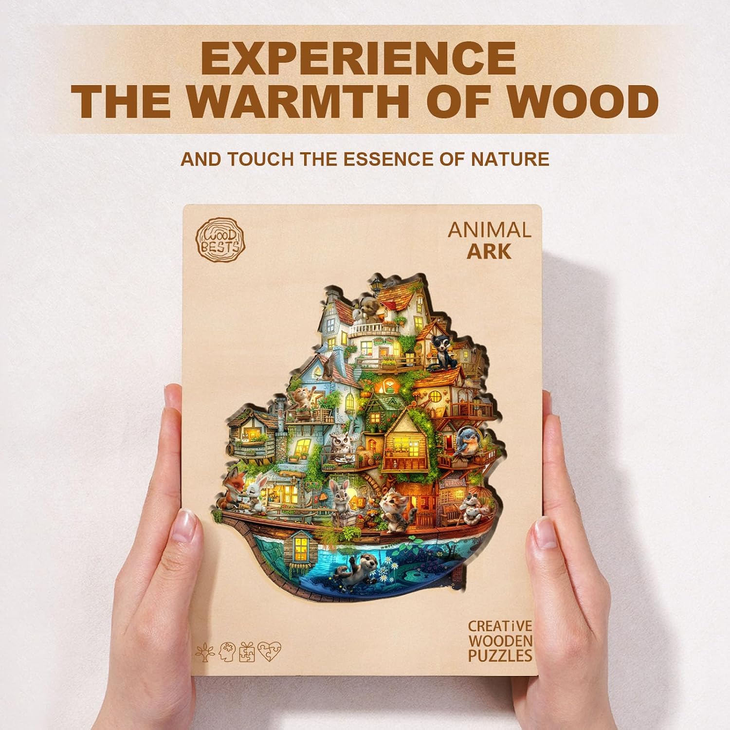 Wooden Puzzles for Adults (95 Piece, S, 8.5 * 7.8in) Animal Ark Wood Puzzle Adult, Unique Wooden Animal Jigsaw