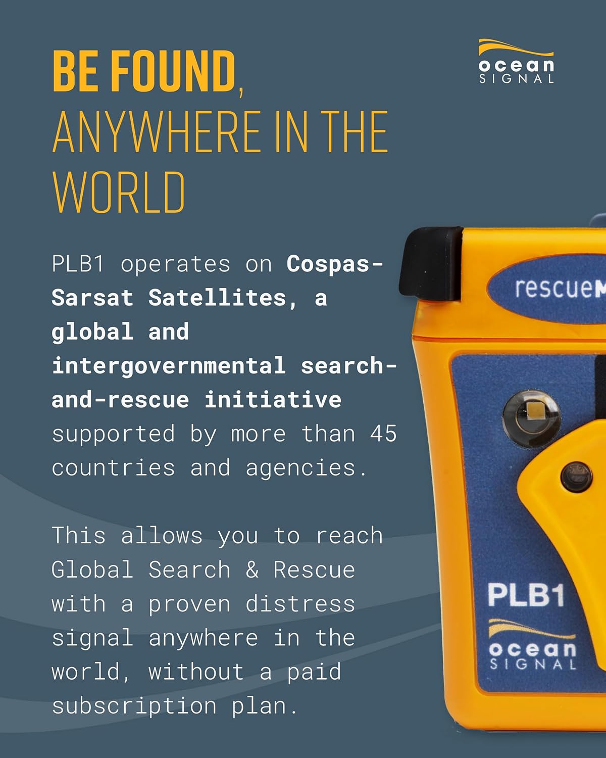 rescueME PLB1 - Compact Satellite SOS Personal Locator Beacon | Global SOS Beacon with GPS Satellite SOS, Alerts