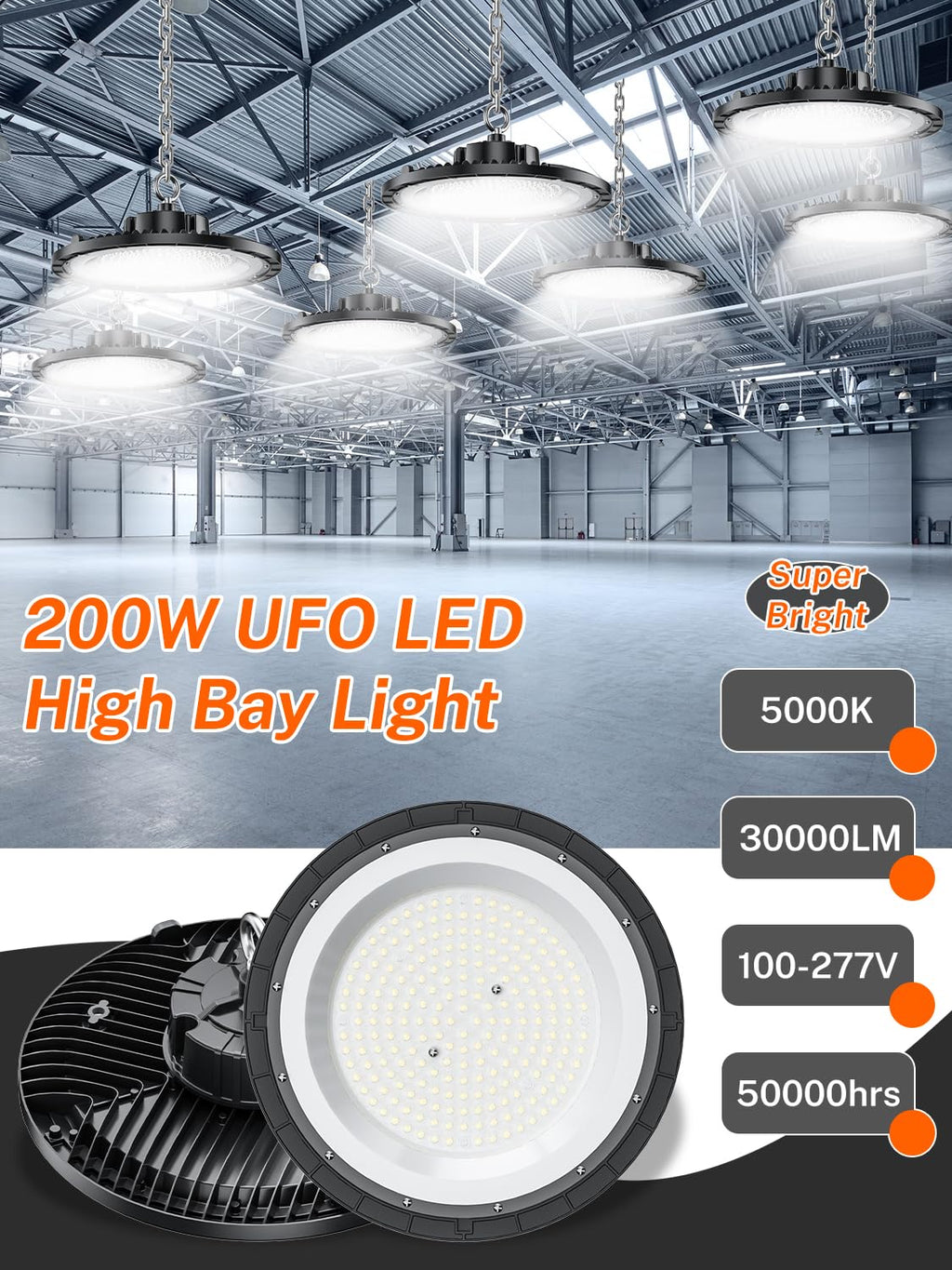 High Bay LED Shop Lights 200W 8PACK