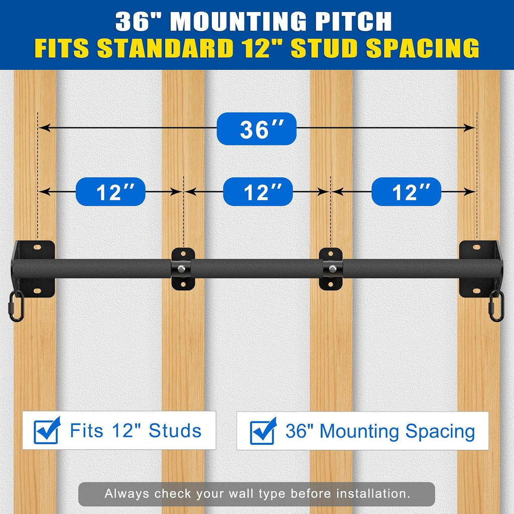 Wall Mounted Pull Up Bar - Heavy Duty 500 LB Capacity Doorway Chin Up Bar for Home Gym, Sturdy Steel Construction