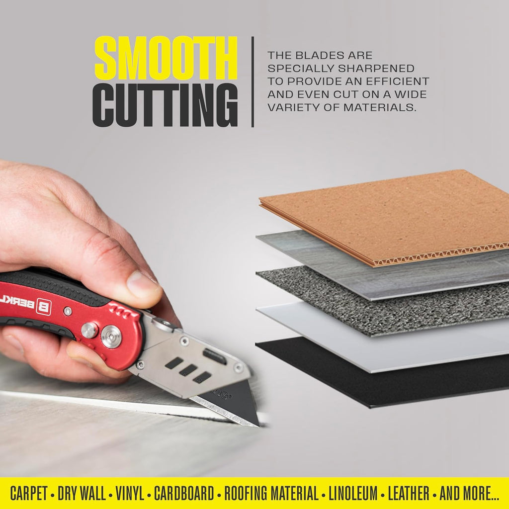 Berkling 100-Pack Utility Knife Blades, Blackened SK2H Steel, T-Shape