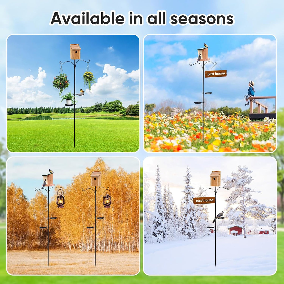 78 Inch Heavy Duty Bird Feeder Pole with Anti-Squirrel Baffle-Compact for Gardens & Patios, Outdoor Bird Feeding Station