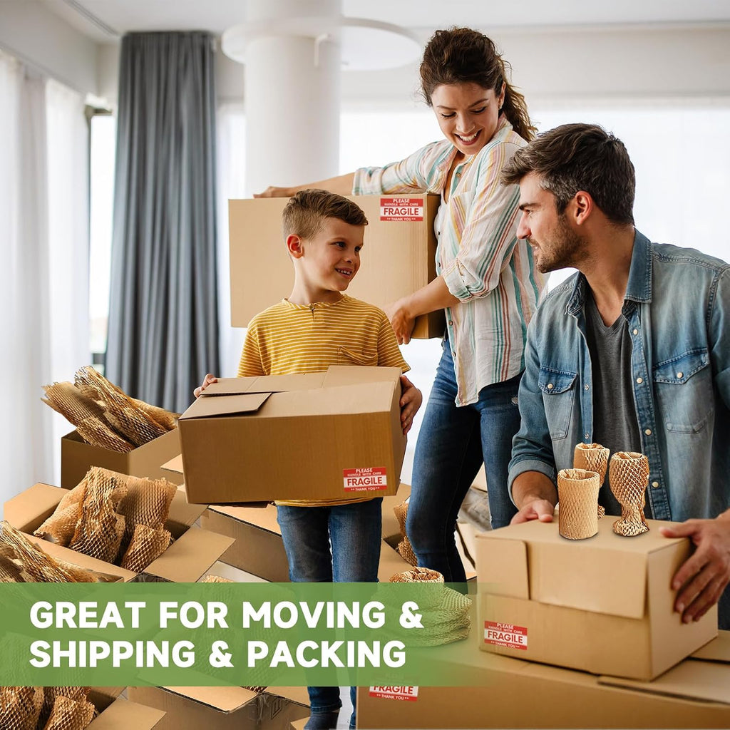 Honeycomb Packing Paper Wrap 15''x328', Substitute Alternative for Bubble Cushioning Wrap for Moving Shipping