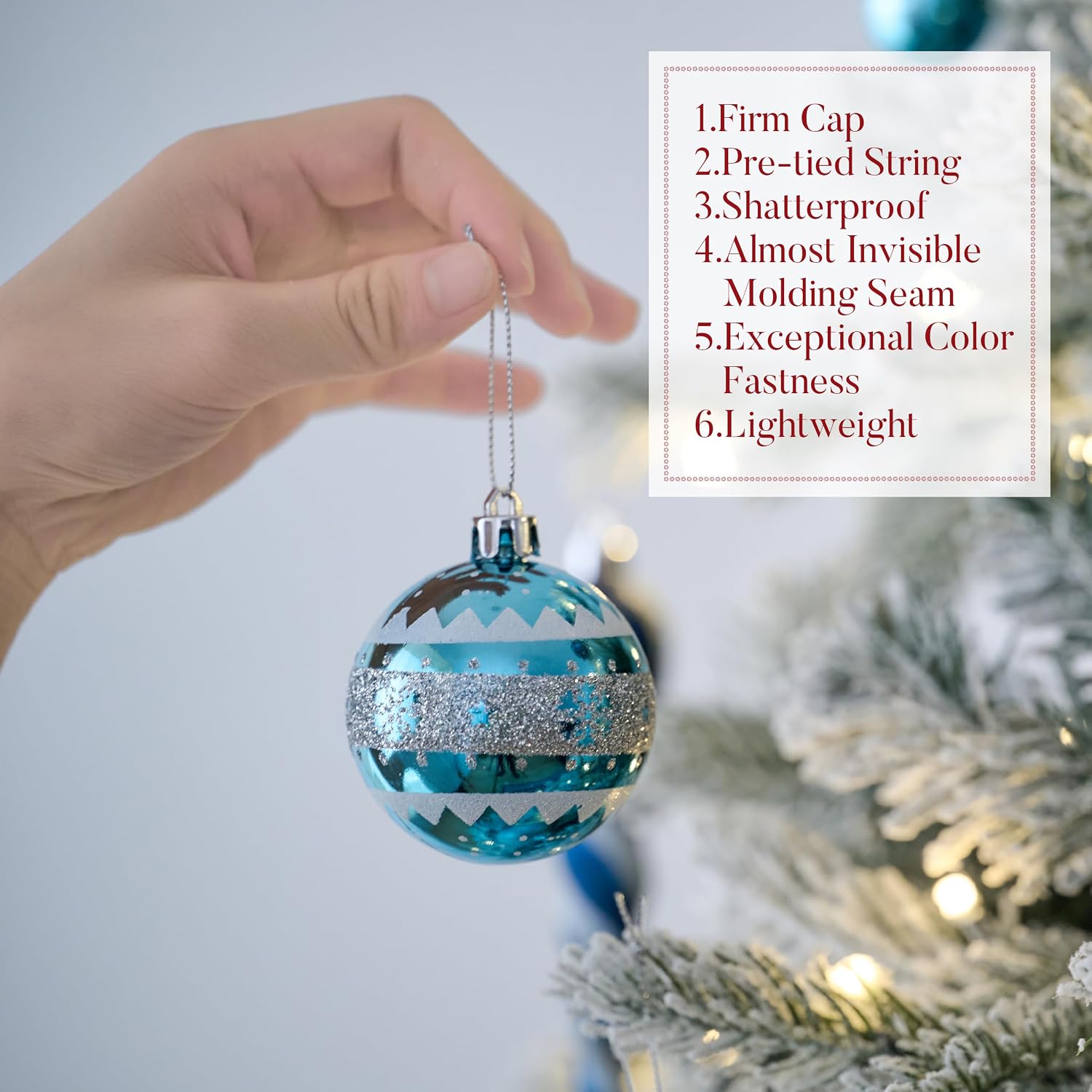 Christmas Ornaments Set, 100ct Navy Blue and Silver Shatterproof Christmas Tree Decorations Ball Ornaments Bulk