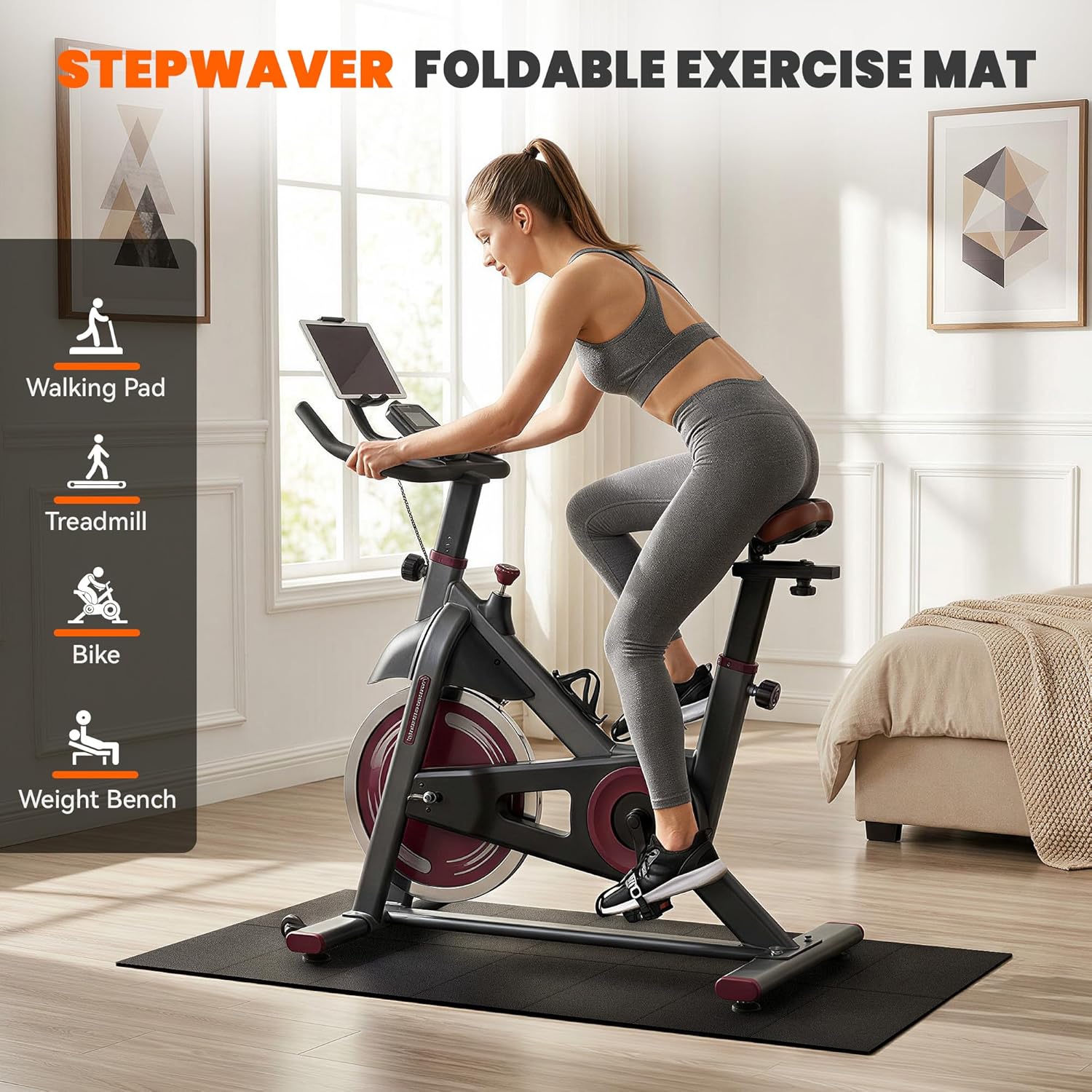 Walking Pad Mat, Treadmill Mat for Carpet & Hardwood Floors | High Density, 1/4 Thickness, Foldable, Floor Protection