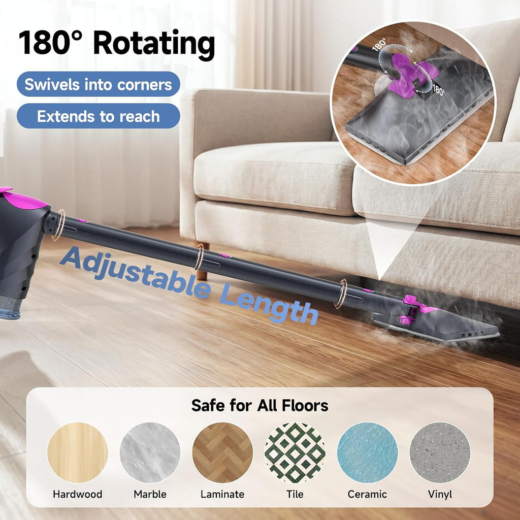 Steam Mop & Detachable Handheld Steam Cleaner | 10s Fast Heat-Up, 248°F Deep Cleaning, 8 Accessories, 320ml Tank with
