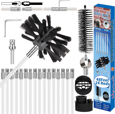 48 Feet Dryer Vent Cleaning Kit, Chrome Button Locking System, Lint Removes, Dryer Vent Cleaning System, Dryer Vent