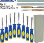 13 PCS Wood Chisel Set with Canvas Bag | Wood Carving Tool Set, Steel Beveled Chisel Tools, Rubber Handles, Rasps and