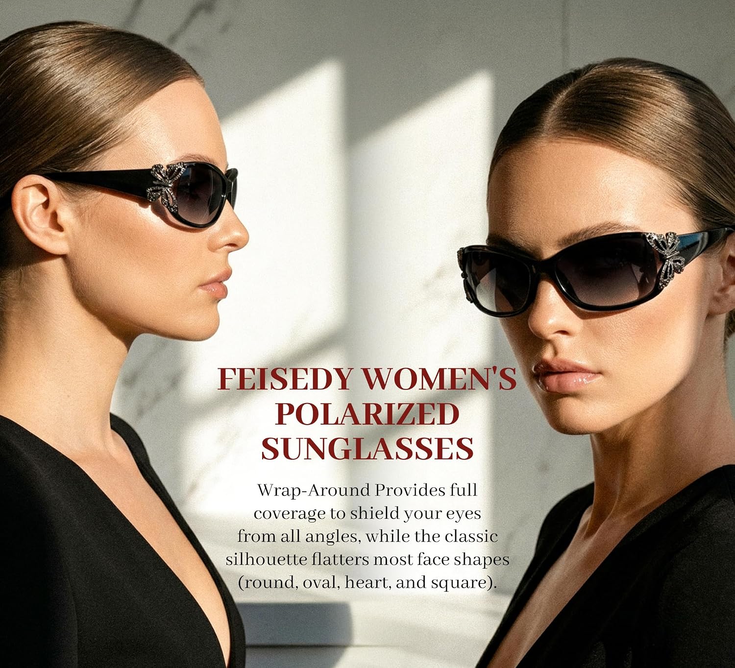 Y2K Women Polarized Sunglasses Butterfly Wrap Around UV400 Shades | Vintage 2000s Wrap Oval Sun Glasses, Ideal for