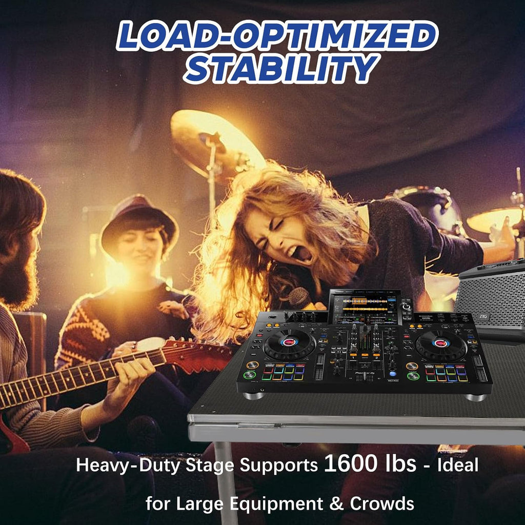 PS02 4 X 4 Portable Stage Platform Modular System with Height Adjustable Riser (24" - 39")
