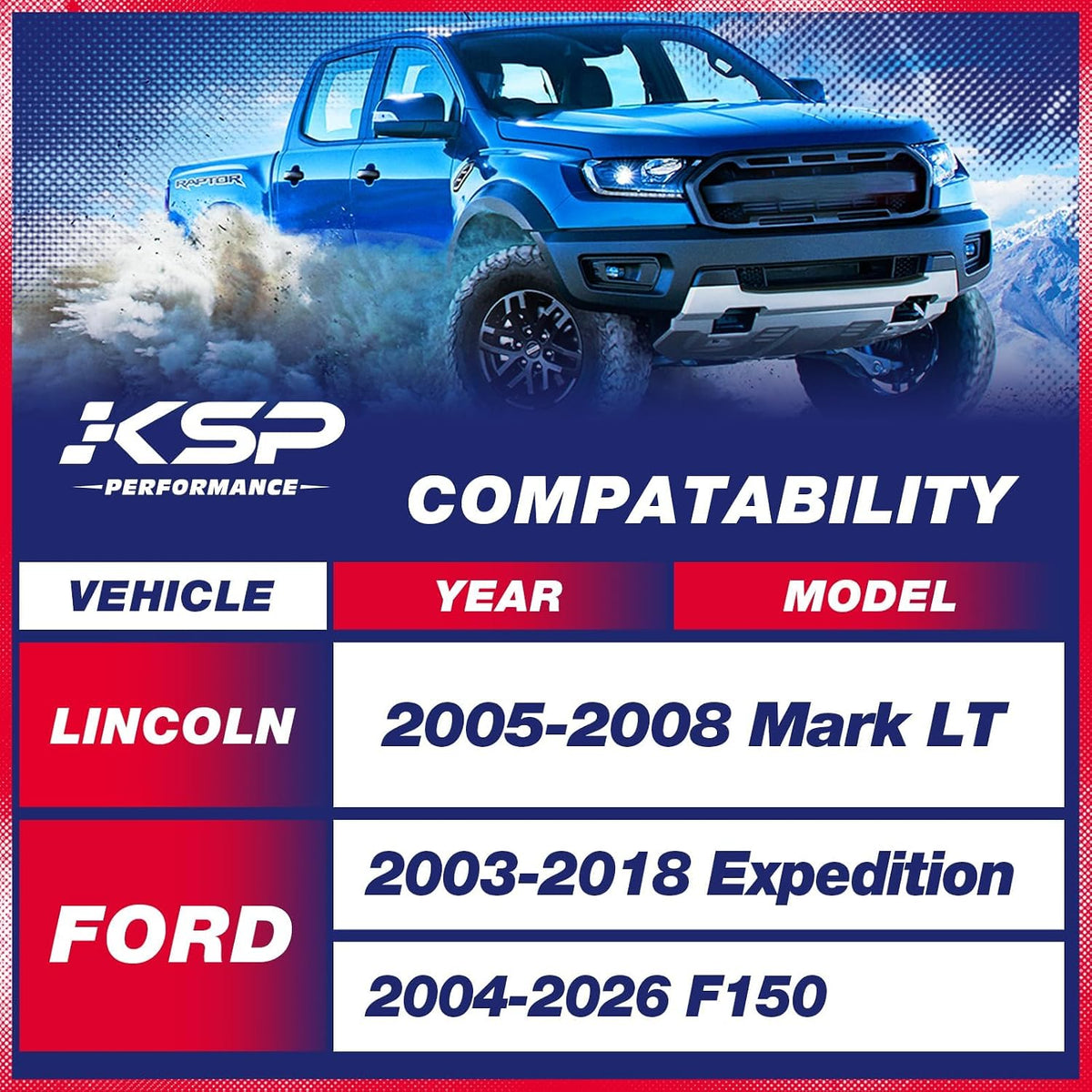 KSP 2.5" Front Leveling Lift Kits for F150 2004-2026, 2.5in Chassis Level Kit Compatible With Expedition 2003-2018, Mark LT, 2pcs Auminum Suspension Strut Spacers Work On shock Absorber