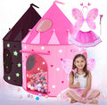 Princess Castle Pop Up Tent & Dress Up Set – Kids Pink Playhouse Tent for Girls with Glow in The Dark Stars, Foldable