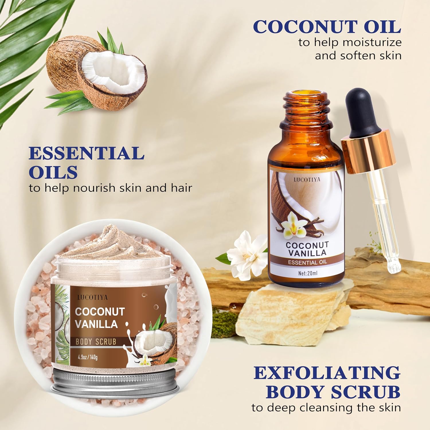 Gifts for Women, Birthday Gifts for Women, Bath and Body Gifts Set, Vanilla Coconut Spa Gift for Self Care,Thank you