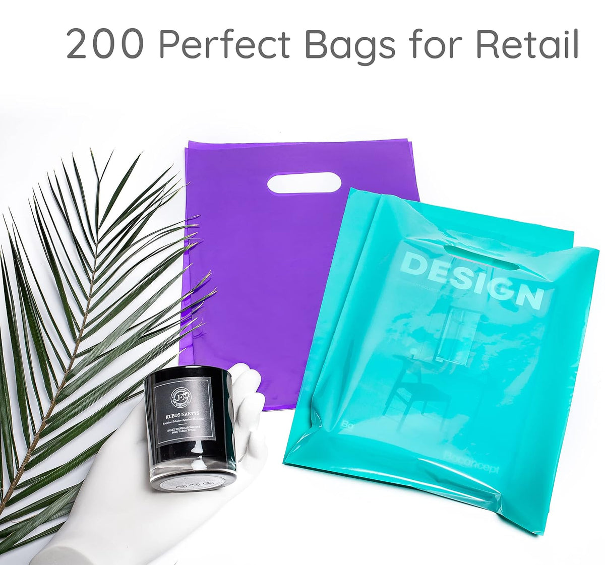 200 Teal & Purple Plastic Bags 12x15 Merchandise Bags