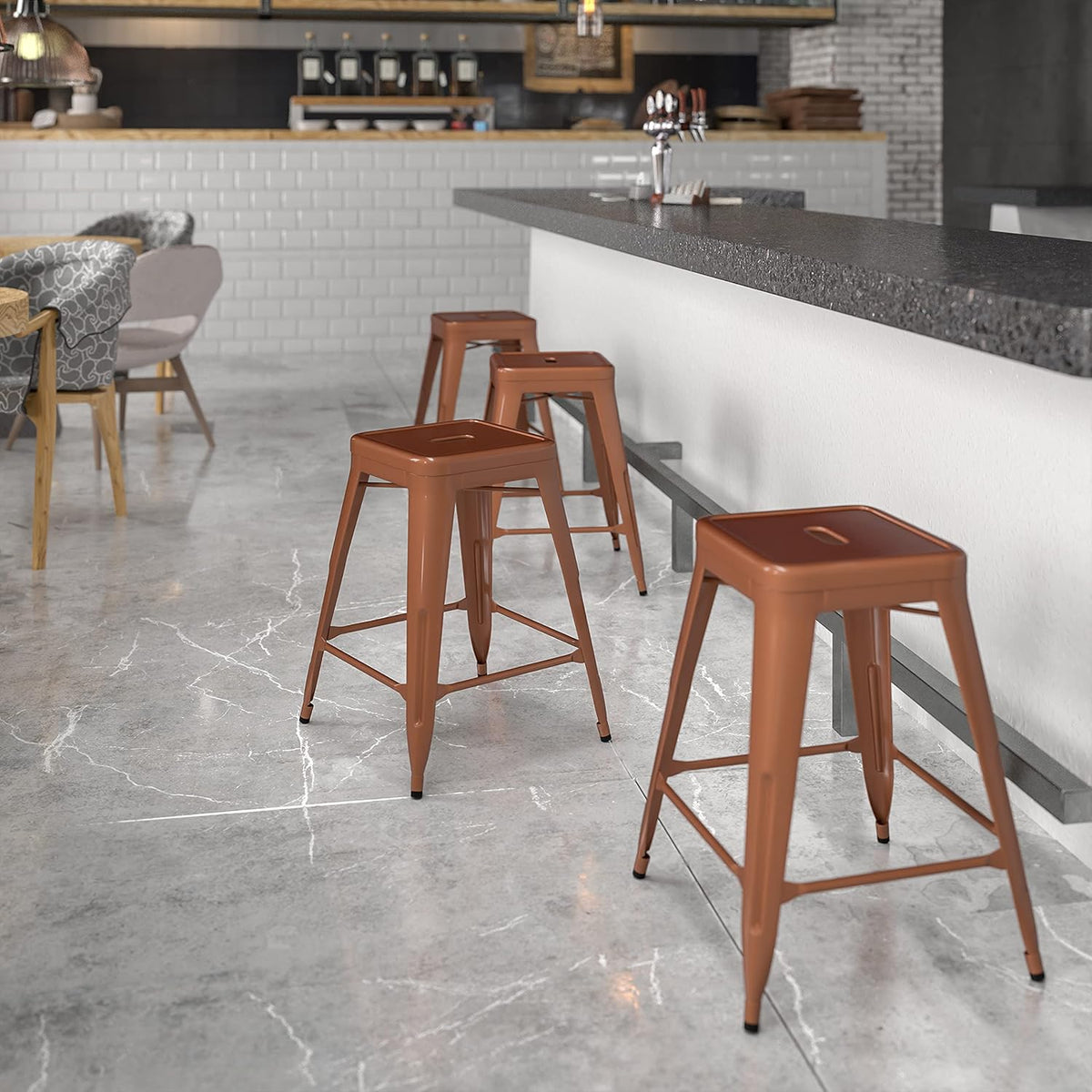 24" Copper Metal Backless Counter Height Stool